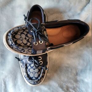 Coach Blue and Gray Loafers with Signature Pattern